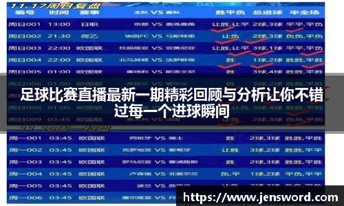 足球比赛直播最新一期精彩回顾与分析让你不错过每一个进球瞬间